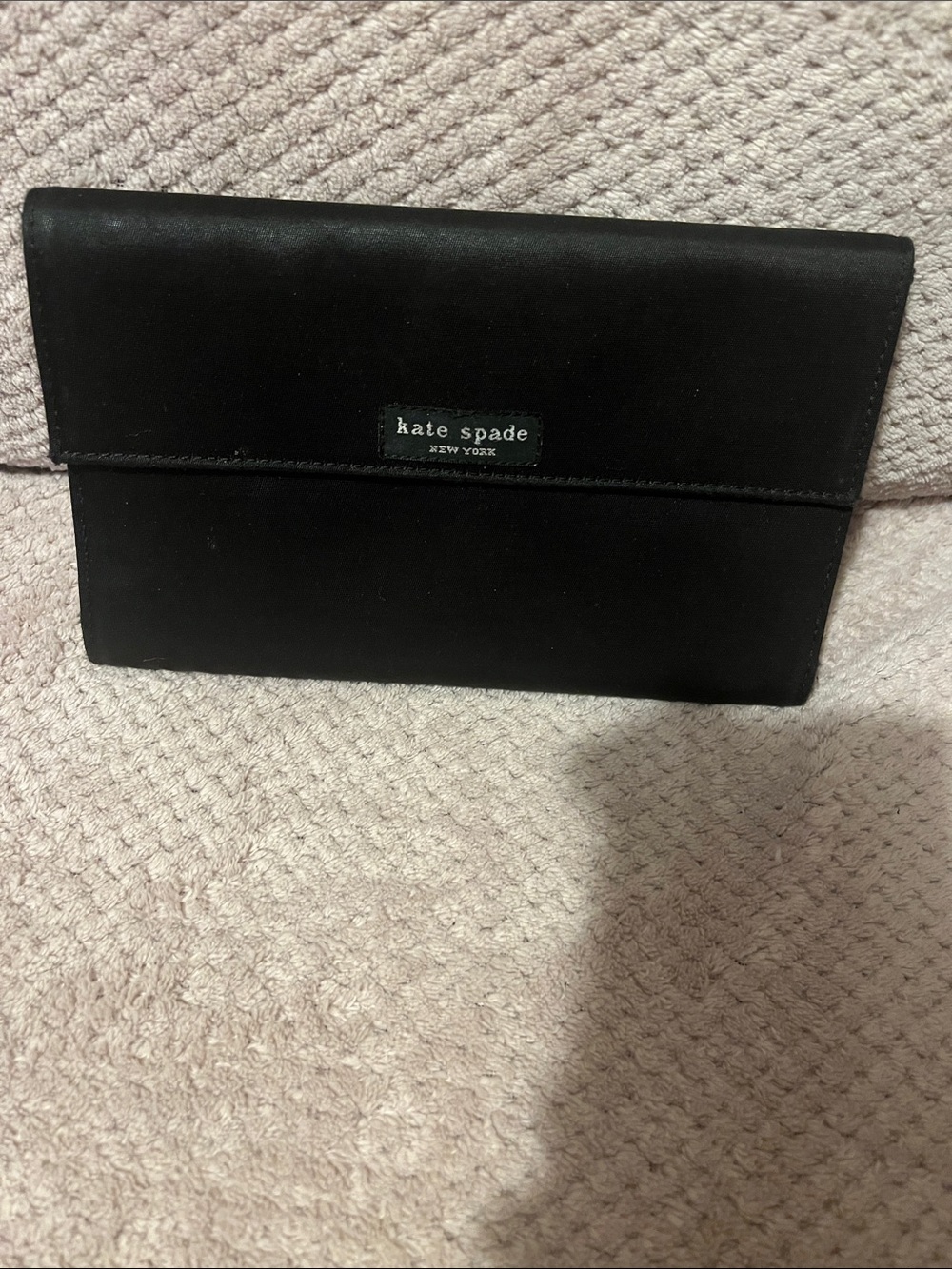 kate spade Black Leather Fold-Over Wallet Clutch